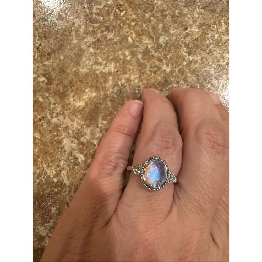 New 925 silver ring colorful stone size 6 woman’s